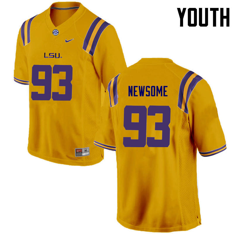 Youth LSU Tigers #93 Seth Newsome College Football Jerseys Game-Gold